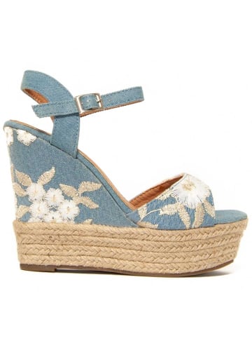 Montevita Sandaletten SPARTO Keilabsatz Flowercu in Blau