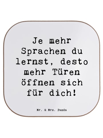 Mr. & Mrs. Panda Tassenuntersetzer Spruch Sprachen lernen und an... in Weiß