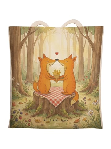 Mr. & Mrs. Panda Shopping Bag Füchse Liebe Pommes Design ohne Sp... in Weiß