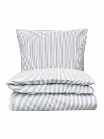 MELA Perkal Bettwäsche Set Style MAJULI Stripes in blau - naturweiss gestreift
