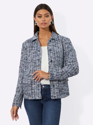 creation L Bouclé-Blazer in mittelblau-royalblau-gemustert