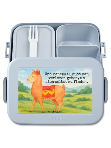 Mr. & Mrs. Panda Bentobox Alpaka Stolz Design mit Spruch in Blau Pastell