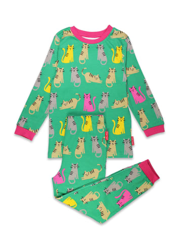 Toby Tiger Schlafanzug mit Kätzchen Print in grün