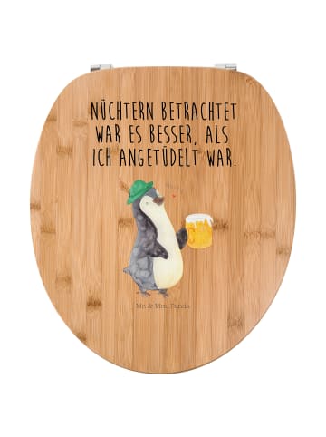 Mr. & Mrs. Panda Motiv WC Sitz Pinguin Bier mit Spruch in Braun