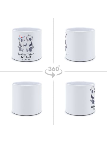 Mr. & Mrs. Panda Blumenkübel Panda Bester Vater der Welt mit Spruch in Weiß