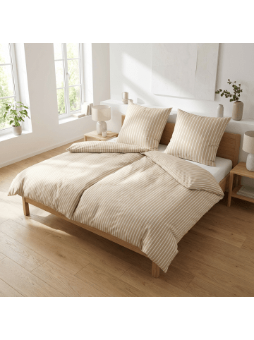 Traumschloss Renforcé Bettwäsche - Streifen sand weiß in braun