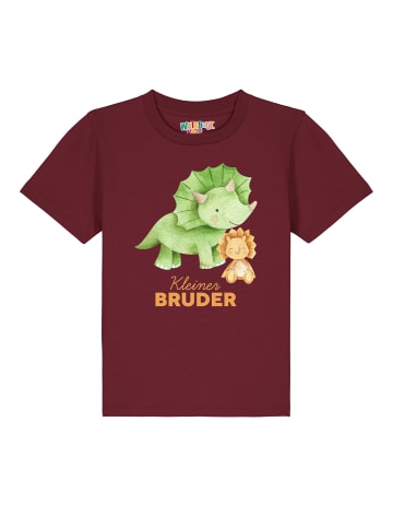 wat? Apparel T-Shirt Dinosaurier 07 Kleiner Bruder in Weinrot