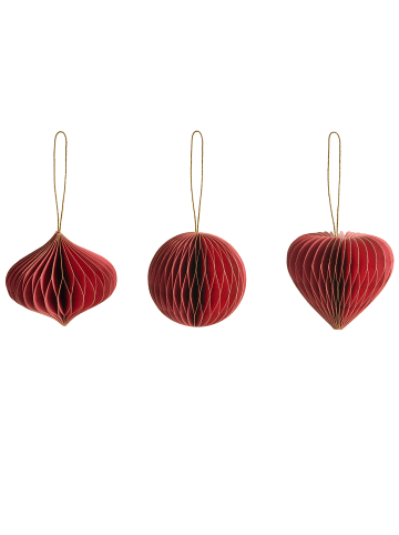 Beliani 18er-Set Weihnachtsbaumkugeln SUSA in Rot