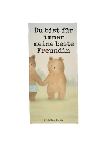Mr. & Mrs. Panda Badehandtuch Bär Freundin Design mit Spruch in Blau Pastell