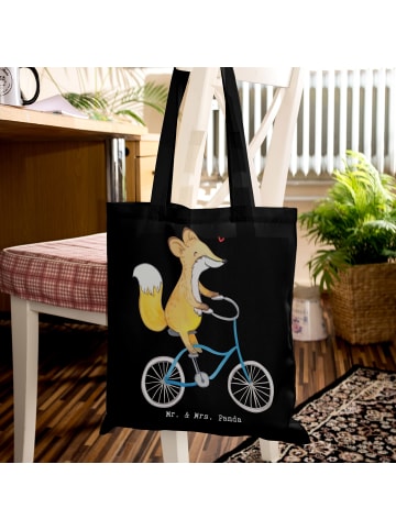 Mr. & Mrs. Panda Tote Bag Fuchs Fahrrad fahren ohne Spruch in Schwarz