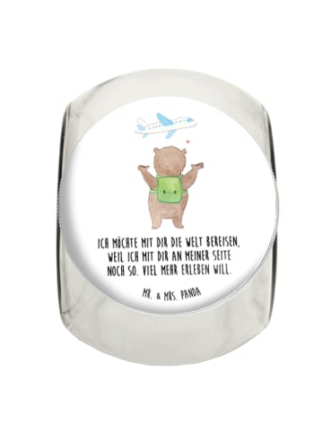 Mr. & Mrs. Panda Bonbonglas Bär Flugzeug mit Spruch in Weiß