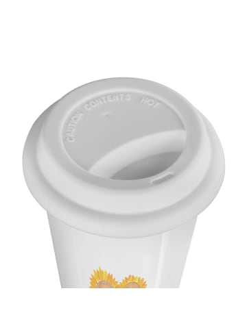 Mr. & Mrs. Panda To Go Becher Blume Sonnenblume mit Spruch in Weiß