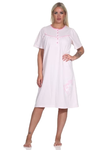 NORMANN kurzarm Nachthemd Knopfleiste am Hals - 79229 in rosa