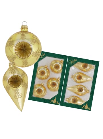 Krebs Glas Lauscha 8er-Set: Baumkugeln in Gold