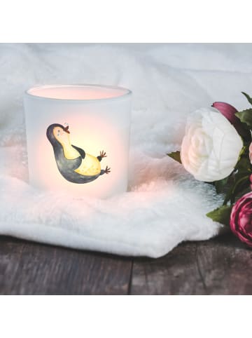 Mr. & Mrs. Panda Teelichthalter Glas Pinguin Lachen ohne Spruch in Transparent