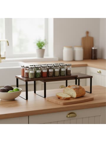 relaxdays 2-tlg. Tischregal Set in Braun/ Schwarz