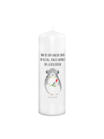 Mr. & Mrs. Panda Geburtskerze Chinchilla Blume mit Spruch in Weiß