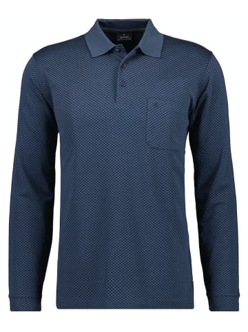 Ragman Softknitpolo Jacquard, Langarm in Blau