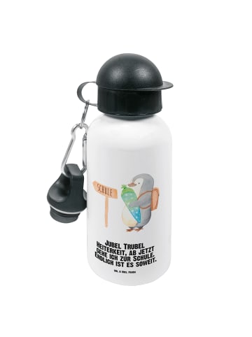 Mr. & Mrs. Panda Kindertrinkflasche Pinguin Schultüte mit Spruch in Weiß