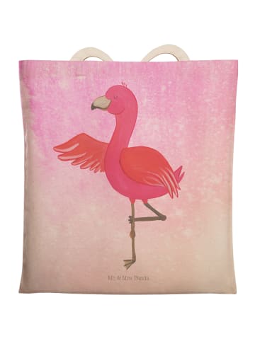 Mr. & Mrs. Panda Strandtasche Flamingo Yoga ohne Spruch in Aquarell Pink