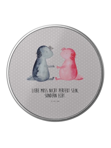 Mr. & Mrs. Panda Metallbox Axolotl Liebe mit Spruch in Grau Pastell