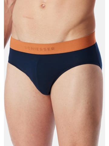 Schiesser Rio Slip / Unterhose 95/5 Cotton in Dunkelblau / orange / beige