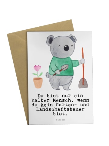 Mr. & Mrs. Panda Grußkarte Garten- und Landschaftsbauer Herz mit... in Weiß