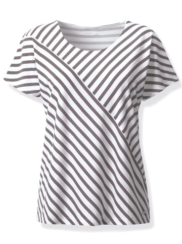 WITT WEIDEN Shirt in dunkeltaupe-weiß-gestreift