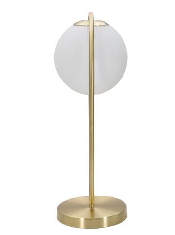 Mauro Ferretti Tischleuchte aus goldfarbenem Metall mit weißer Kugel, 25 x 18 x 50 cm