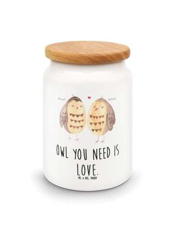 Mr. & Mrs. Panda Keksdose Eulen Liebe mit Spruch in Weiß