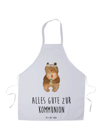 Mr. & Mrs. Panda Grill Schürze Bär Kommunion mit Spruch in Weiß