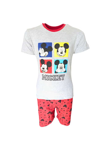 Disney Mickey Mouse Schlafanzug kurz Disney Mickey Mouse in Grau-Rot