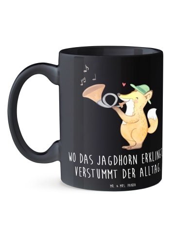 Mr. & Mrs. Panda Teetasse Jagdhorn Melodie mit Spruch in Schwarz