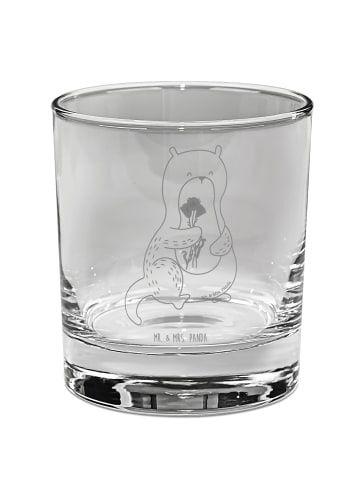 Mr. & Mrs. Panda Glas für Gin Otter Blumenstrauß ohne Spruch in Transparent