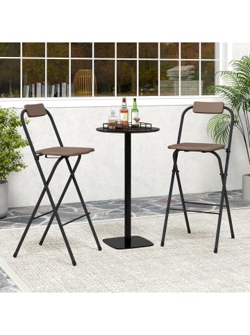 COSTWAY Barhocker Outdoor 2er Set in Braun