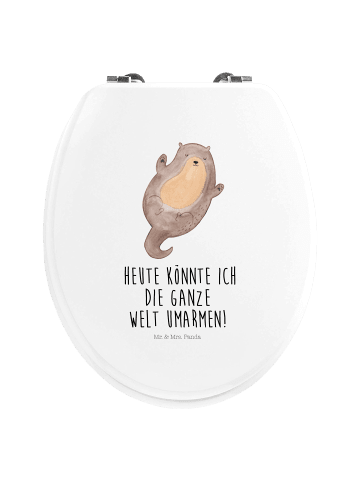 Mr. & Mrs. Panda Toilettendeckel Otter Umarmen mit Spruch in Weiß