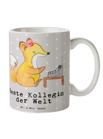 Mr. & Mrs. Panda Bedruckte Tasse Fuchs Beste Kollegin der Welt m... in Grau Pastell