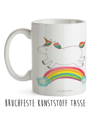 Mr. & Mrs. Panda Plastikbecher Einhorn Regenbogen ohne Spruch in Weiß