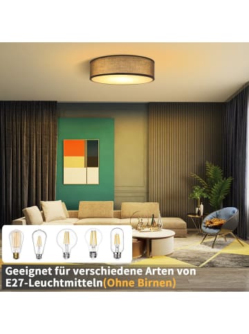 ZMH Deckenleuchte in grau 1-flammige E27 Rund Stoff Ø30CM