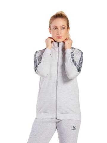 erima Damen Essential Team Tracktop Jacke in hellgrau melange/slate grey