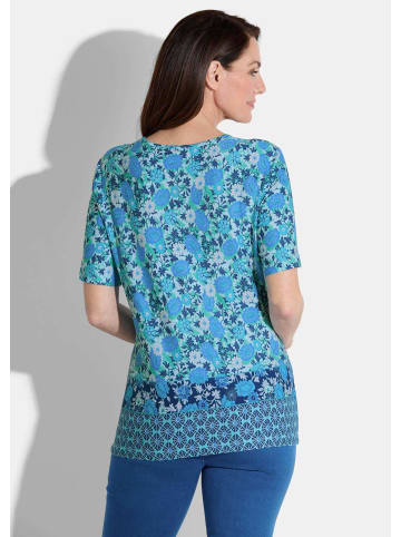 GOLDNER Kurzgröße:  Shirt Shirt in türkis / blau / weiß / gemustert