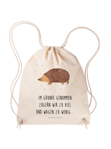 Mr. & Mrs. Panda Turnbeutel Igel Herzen mit Spruch in Creme