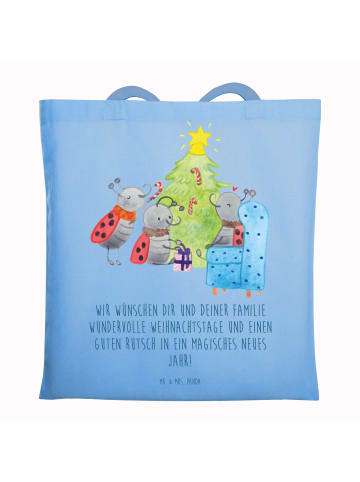 Mr. & Mrs. Panda Tragetasche Weihnachten Smörle mit Spruch in Sky Blue
