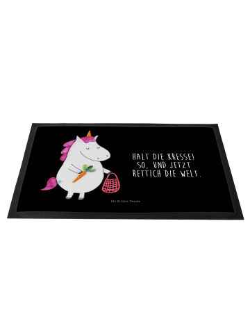 Mr. & Mrs. Panda Sauberlaufmatte Einhorn Gemüse mit Spruch in Schwarz