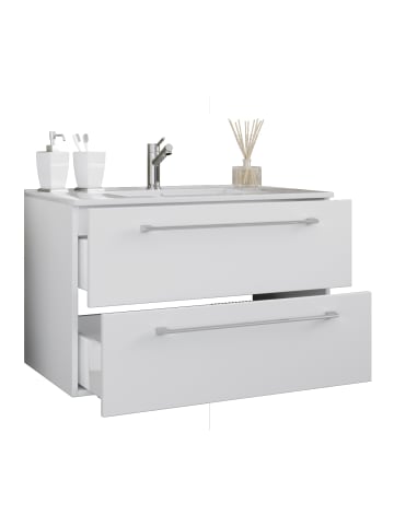 VCM  2-tlg. Waschplatz Waschtisch Badinos 2 Schublade in Weiß