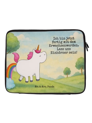 Mr. & Mrs. Panda Notebook Tasche Einhorn Pupsen Design mit Spruch in Weiß