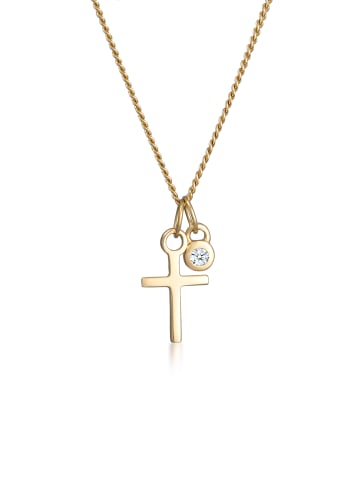 Elli DIAMONDS  Halskette 585 Gelbgold Diamant, Kreuz in Gold