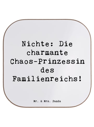 Mr. & Mrs. Panda Untersetzer Nichte Chaos-Prinzessin mit Spruch in Weiß