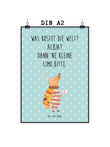 Mr. & Mrs. Panda Bild Nachtfalter Fähnchen mit Spruch in Türkis Pastell