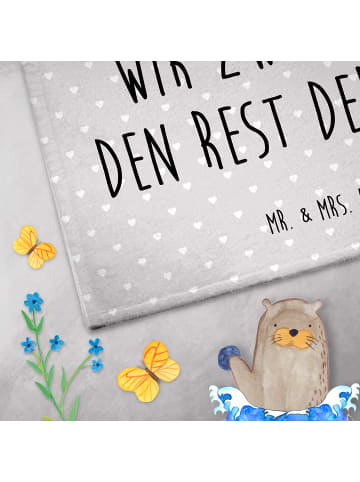 Mr. & Mrs. Panda Frotteetuch Mäuse Herz mit Spruch in Grau Pastell
